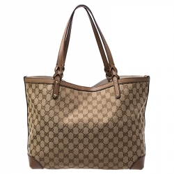 مملوكة مسبقًا Gucci Beige GG Canvas and Leather Craft Original Tote 