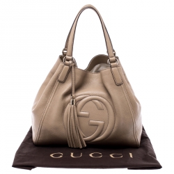 Pre Owned Gucci Beige Leather Small Soho Tote