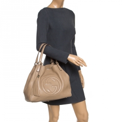 Pre Owned Gucci Beige Leather Small Soho Tote