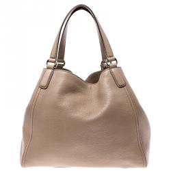 Pre Owned Gucci Beige Leather Small Soho Tote