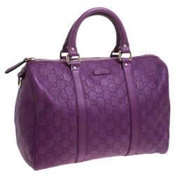 Pre Owned حقيبة غوتشي جوي بوسطن متوسطة جلد غوتشيسيما بنفسيجة