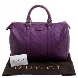 Pre Owned حقيبة غوتشي جوي بوسطن متوسطة جلد غوتشيسيما بنفسيجة