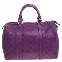 Pre Owned حقيبة غوتشي جوي بوسطن متوسطة جلد غوتشيسيما بنفسيجة