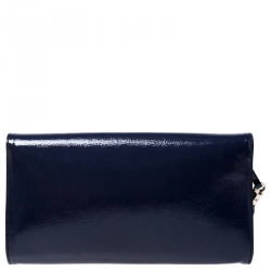 مملوكة مسبقًا Gucci Navy Blue Patent Leather Soho Clutch