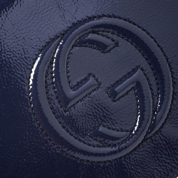 مملوكة مسبقًا Gucci Navy Blue Patent Leather Soho Clutch