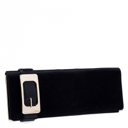 Pre Owned Gucci Black Satin Romy Continental Wallet