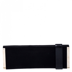 Pre Owned Gucci Black Satin Romy Continental Wallet