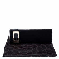 Pre Owned Gucci Black Satin Romy Continental Wallet