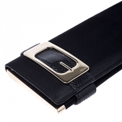 Pre Owned Gucci Black Satin Romy Continental Wallet