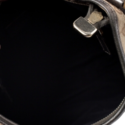 Pre Owned حقيبة غوتشي Abbey صغيرة جلد وكانفاس GG ميتالك/ بيج