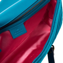 Pre Owned حقيبة كتف غوتشي ميرمونت GG صغيرة جلد مبطنة سوداء