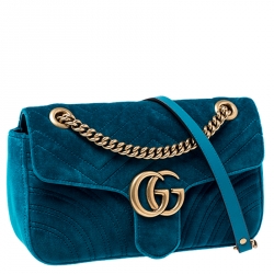 Pre Owned حقيبة كتف غوتشي ميرمونت GG صغيرة جلد مبطنة سوداء