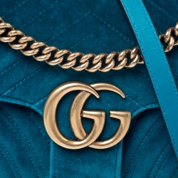 Pre Owned حقيبة كتف غوتشي ميرمونت GG صغيرة جلد مبطنة سوداء