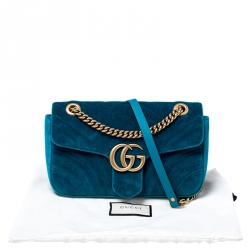 Pre Owned حقيبة كتف غوتشي ميرمونت GG صغيرة جلد مبطنة سوداء