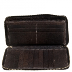Gucci Brown Guccissima Leather Bamboo Tassel Zip Around Organizer Wallet