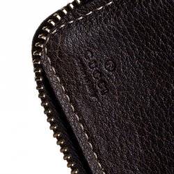 Gucci Brown Guccissima Leather Bamboo Tassel Zip Around Organizer Wallet