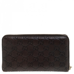 Gucci Brown Guccissima Leather Bamboo Tassel Zip Around Organizer Wallet