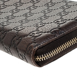 Gucci Brown Guccissima Leather Bamboo Tassel Zip Around Organizer Wallet