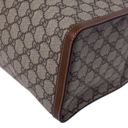 Pre Owned Gucci Beige/Brown GG Supreme Canvas Padlock Medium Tote