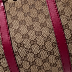 Pre Owned Gucci Beige/Pink GG Canvas and Leather Boston Bag