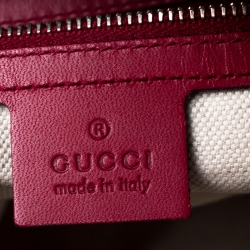 Pre Owned Gucci Beige/Pink GG Canvas and Leather Boston Bag