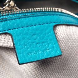 Pre Owned Gucci Turquoise Pebbled Leather Medium Soho Tote