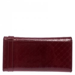 Pre Owned محفظة غوتشي سحاب ملتف جلد لامعة غوتشيسيما مايكرو حمراء