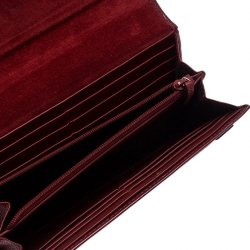 Pre Owned محفظة غوتشي سحاب ملتف جلد لامعة غوتشيسيما مايكرو حمراء