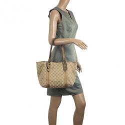 Pre Owned Gucci Beige GG Jolicoeur Medium Tote Bag