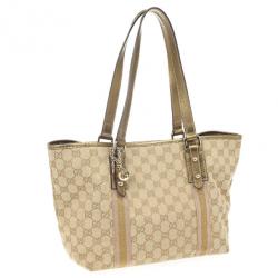 Pre Owned Gucci Beige GG Jolicoeur Medium Tote Bag