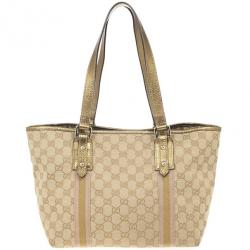 Pre Owned Gucci Beige GG Jolicoeur Medium Tote Bag