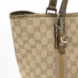 Pre Owned Gucci Beige GG Jolicoeur Medium Tote Bag