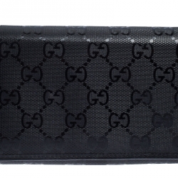 Gucci Black GG Imprime Coated Canvas Wallet on Chain