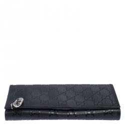 Gucci Black GG Imprime Coated Canvas Wallet on Chain
