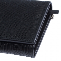 Gucci Black GG Imprime Coated Canvas Wallet on Chain
