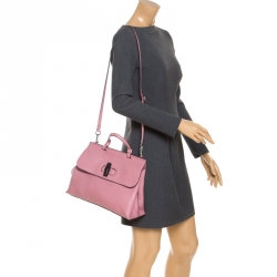 مملوكة مسبقًا حقيبة غوتشي يد علوية ديلي بامبو متوسطة جلدة ورديه