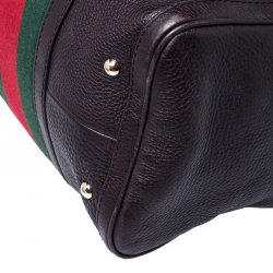 Pre Owned حقيبة بوسطن غوتشي فنتدج ويب جلد بنيه متوسطة