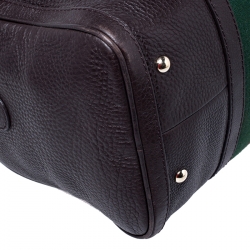 Pre Owned حقيبة بوسطن غوتشي فنتدج ويب جلد بنيه متوسطة