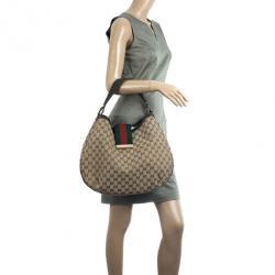 مملوكة مسبقًا Gucci Canvas 'Ladies Web' Large Hobo Handbag