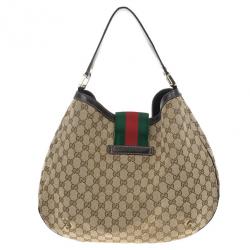 مملوكة مسبقًا Gucci Canvas 'Ladies Web' Large Hobo Handbag