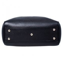 Pre Owned Gucci Black Leather Mini Bamboo Top Handle Bag