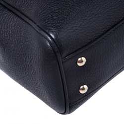 Pre Owned Gucci Black Leather Mini Bamboo Top Handle Bag
