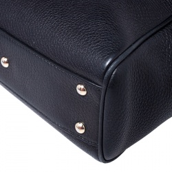 Pre Owned Gucci Black Leather Mini Bamboo Top Handle Bag