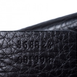 Pre Owned Gucci Black Leather Mini Bamboo Top Handle Bag