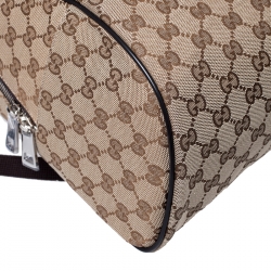 Pre Owned Gucci Beige/Brown GG Canvas and Leather Backpack