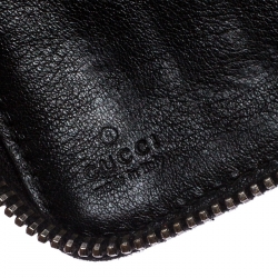 مملوكة مسبقًا Gucci Black Guccissima Leather Zip Around Wallet