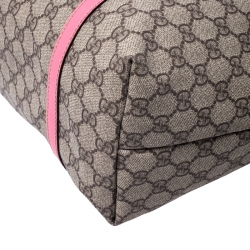 Pre Owned Gucci Beige/Pink GG Supreme Coated Canvas and Leather Joy Shopper Tote