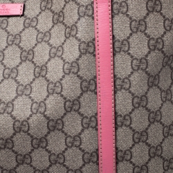 Pre Owned Gucci Beige/Pink GG Supreme Coated Canvas and Leather Joy Shopper Tote