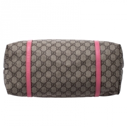 Pre Owned Gucci Beige/Pink GG Supreme Coated Canvas and Leather Joy Shopper Tote