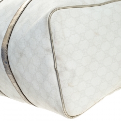 مملوكة مسبقًا Gucci White/Silver GG Supreme Canvas and Leather Joy Boston Bag